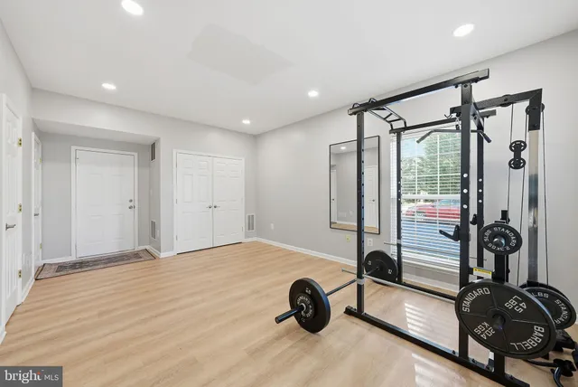 a view of a room with gym equipment