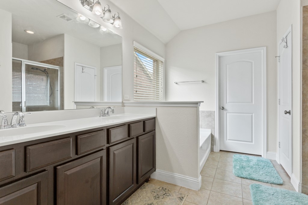 1916 Elaina Loop Leander, TX 78641 - Photo 8 of 23 a bathroom with a sink a vanity and a mirror