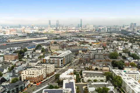 an aerial view of a city