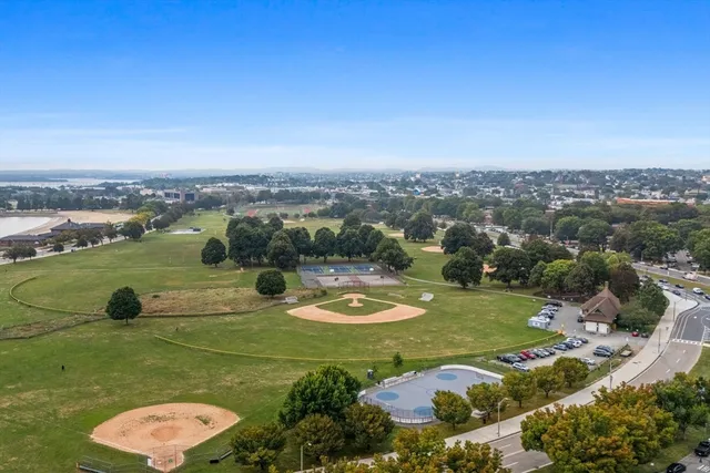 an aerial view of a city