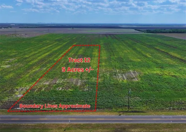 a view of a field with an ocean view