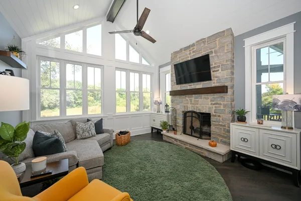 a bathroom with a sink vanity and a mirror