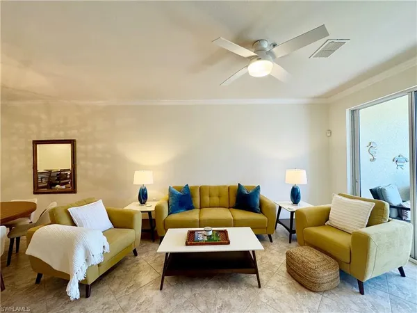 a living room with furniture