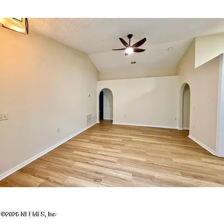 a view of a ceiling fan