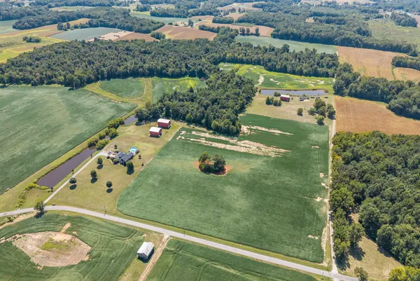 an aerial view of a house