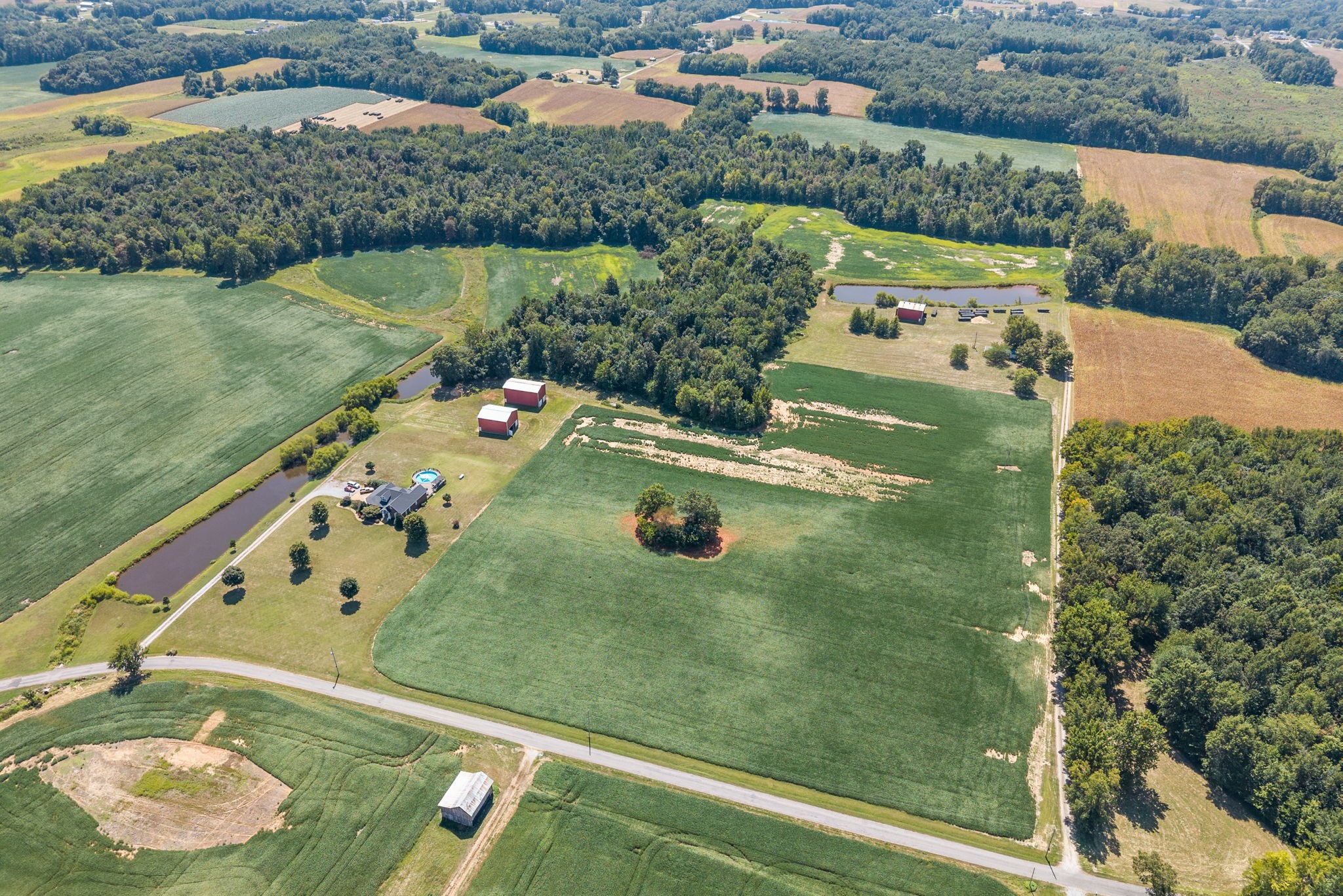 an aerial view of a house