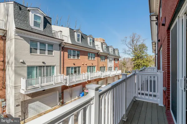 a view of a building from a balcony