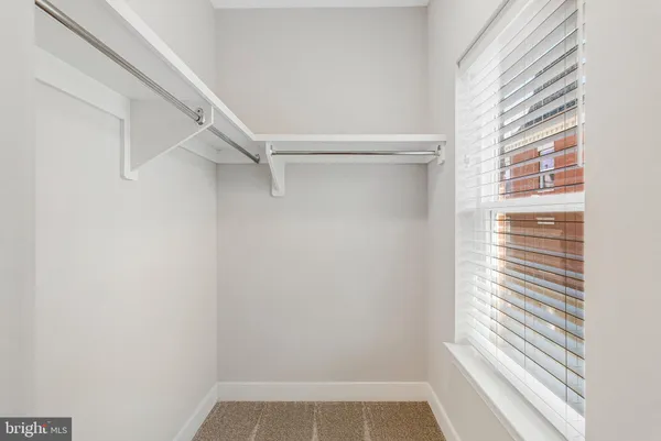 a view of a room with a window