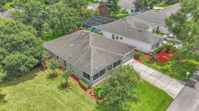 an aerial view of a house