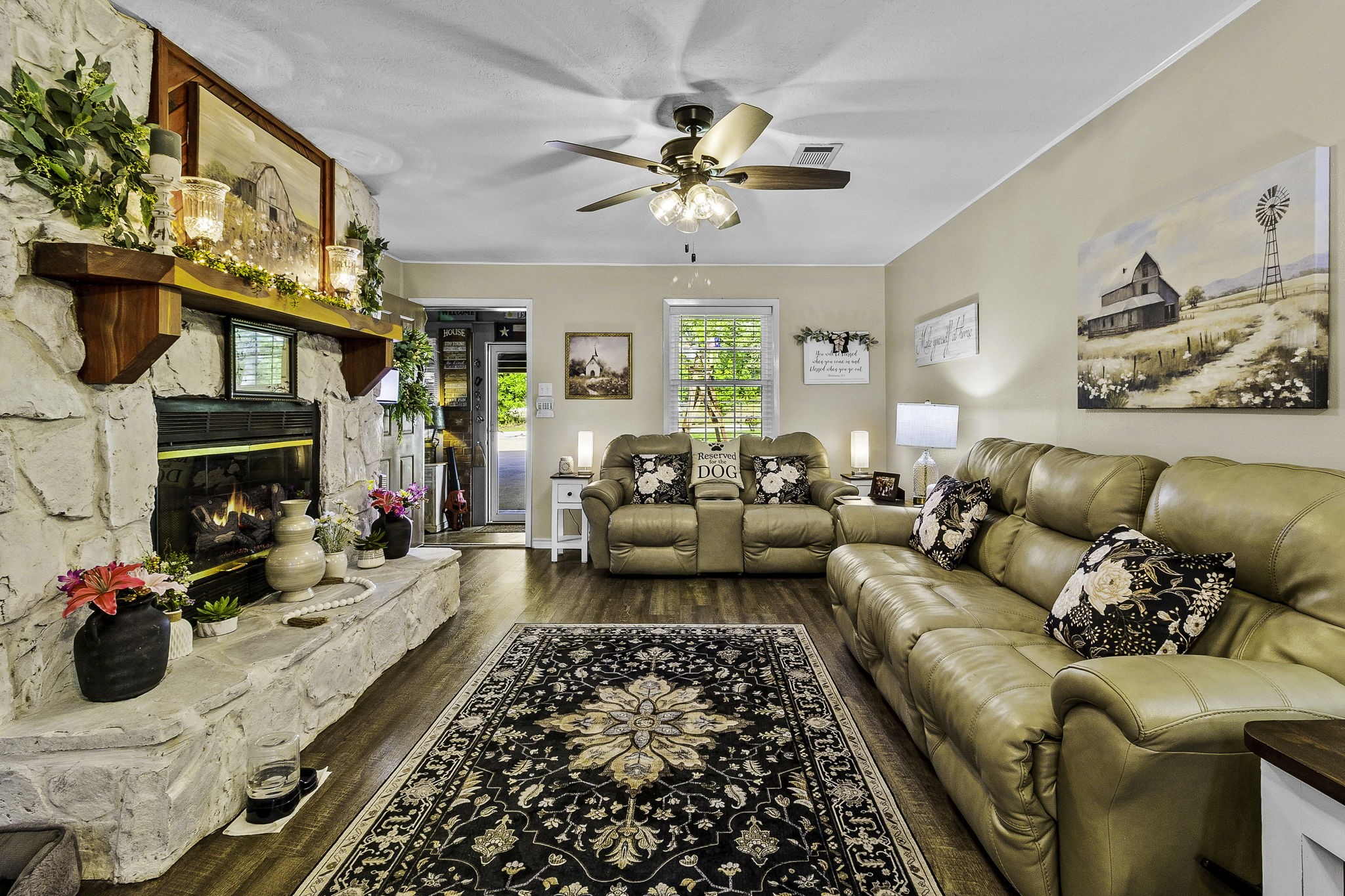 188 Huckleberry Road Onalaska, TX 77360 - Photo 6 of 49 a living room with furniture and a fireplace