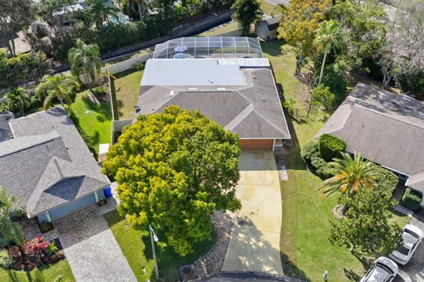 an aerial view of a house