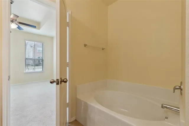 a bathroom with a bathtub