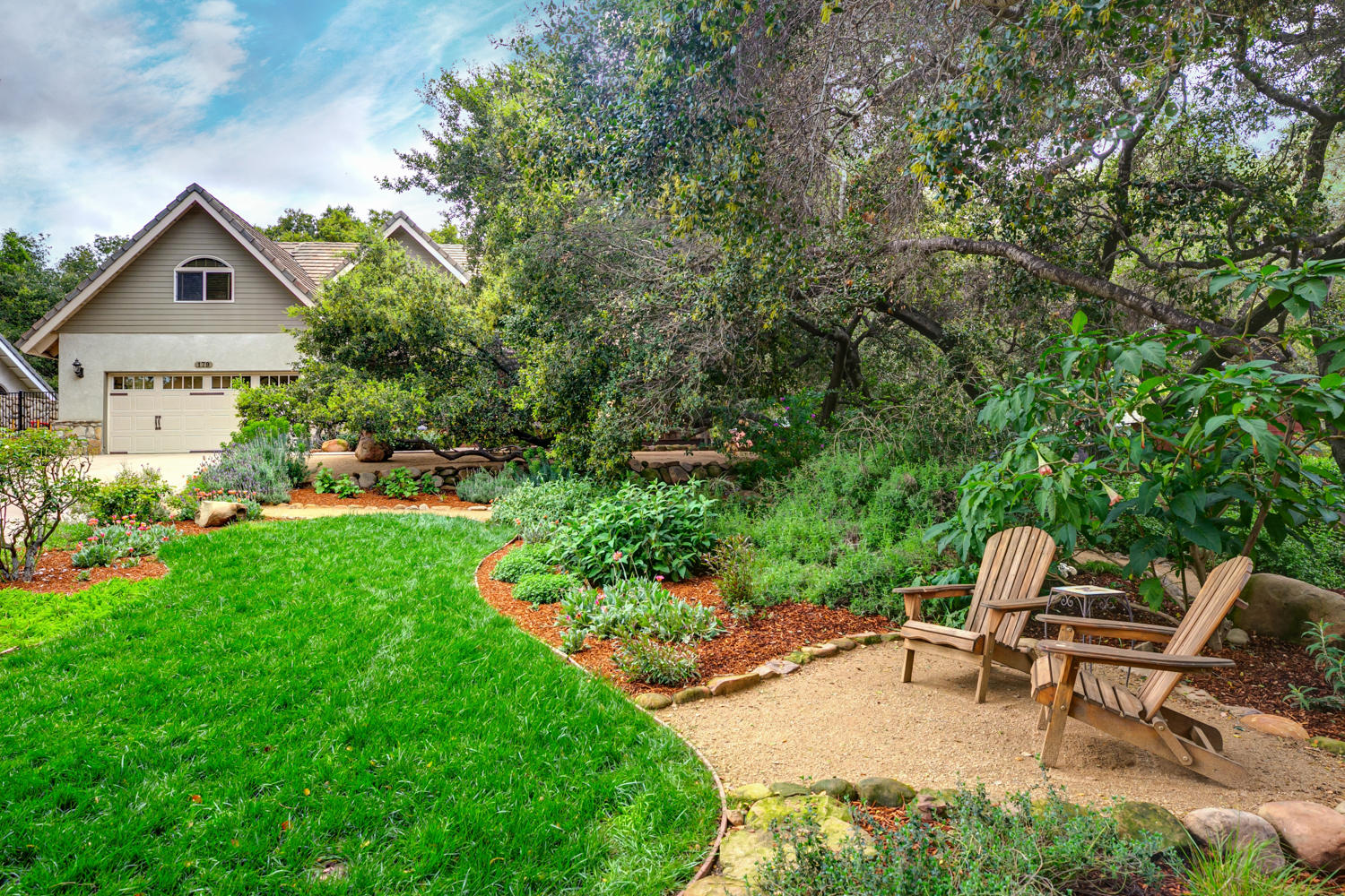 179 Baldwin Road Ojai, CA 93023 - Photo 1 of 39 a view of backyard with a garden and sitting area