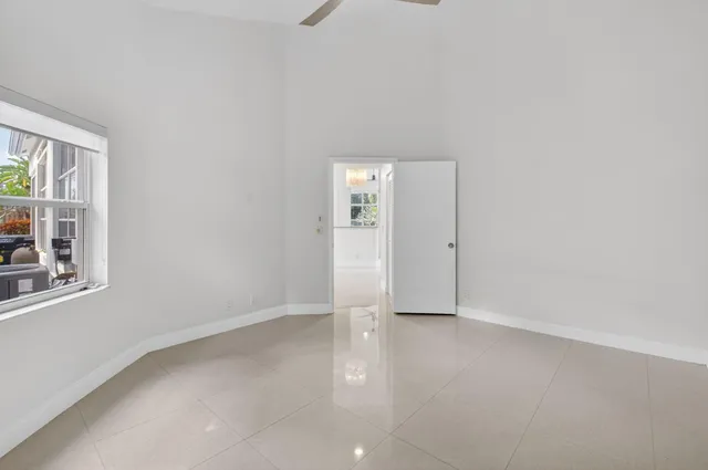 an empty room with windows