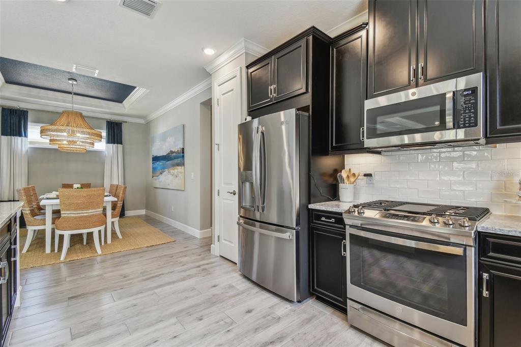 4257 Rosatti Road Wesley Chapel, FL 33543 - Photo 9 of 96 a kitchen with granite countertop a refrigerator stove and microwave
