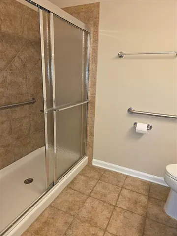 a bathroom with a shower