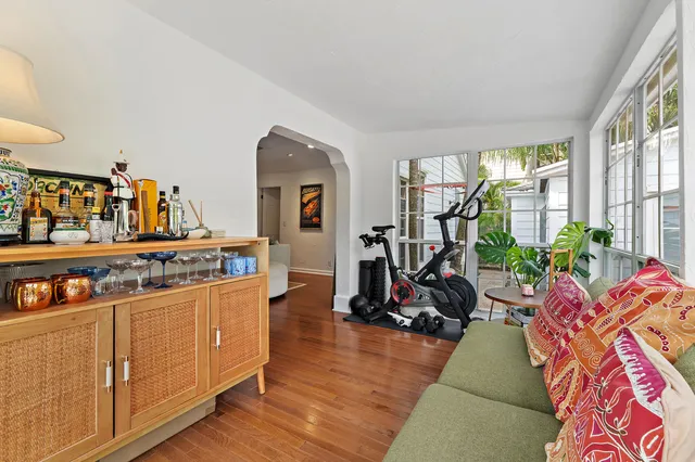 a view of a room with gym equipment