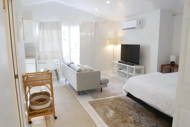 a living room with furniture a window and a fireplace