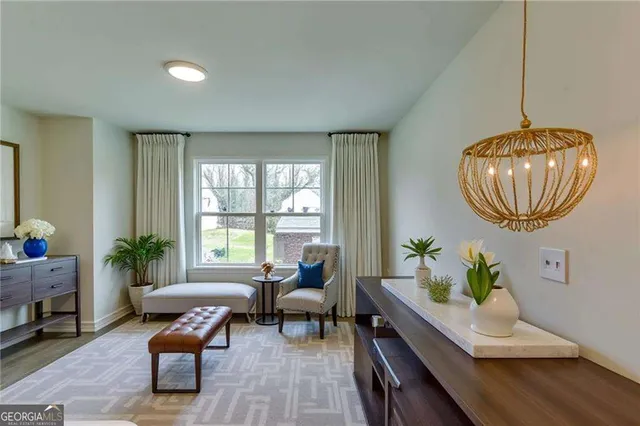 a living room with furniture