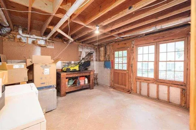 a view of a swimming pool with a patio