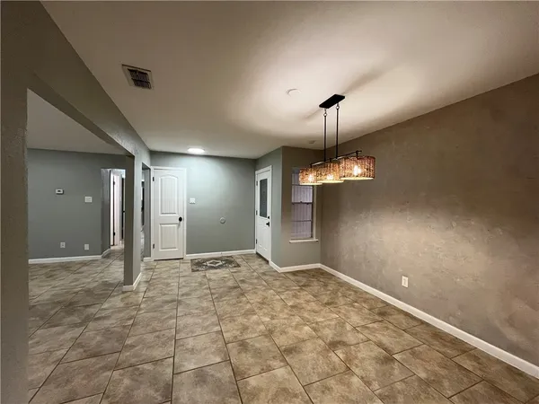 a view of a livingroom with a chandelier
