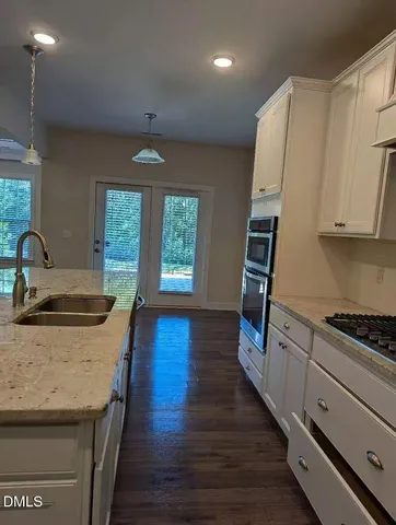 a large kitchen with lots of counter space