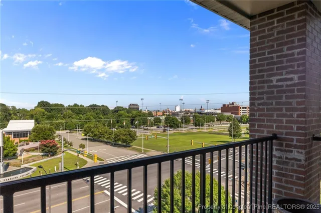 a view of city from a balcony