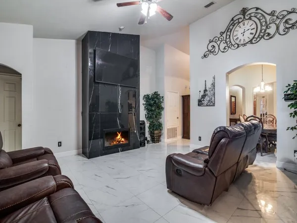 a living room with furniture