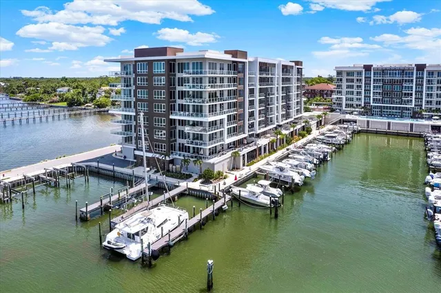 a view of a lake with building in front of it