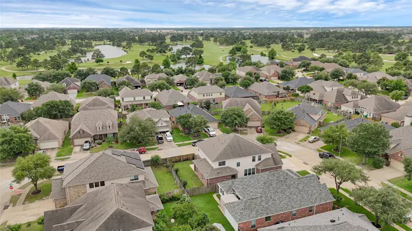 an aerial view of a house