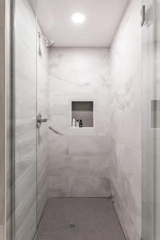 a bathroom with a shower