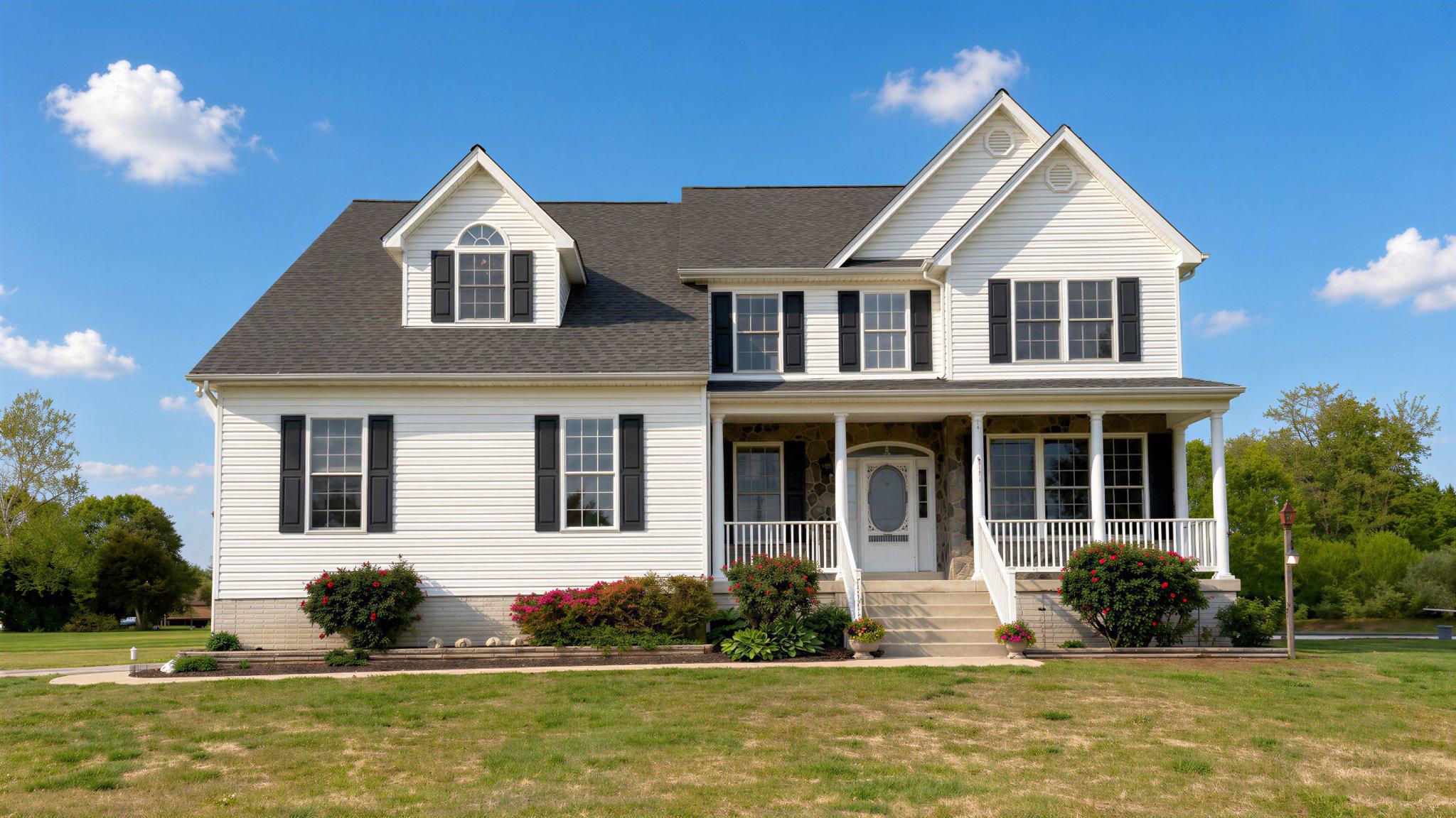 Charming home with lush greenery.