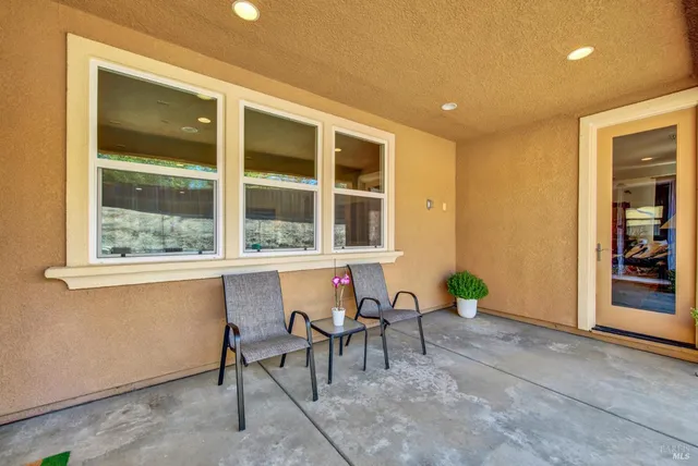 a living room with a large window