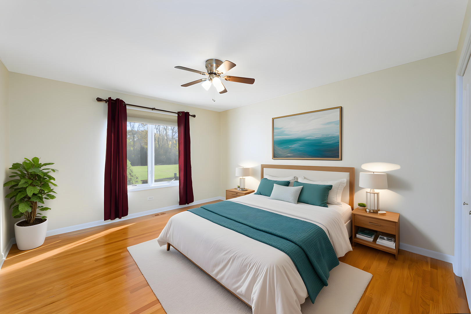 592 South Walnut Street Manteno, IL 60950 - Photo 11 of 37 a bedroom with a large bed and a chandelier