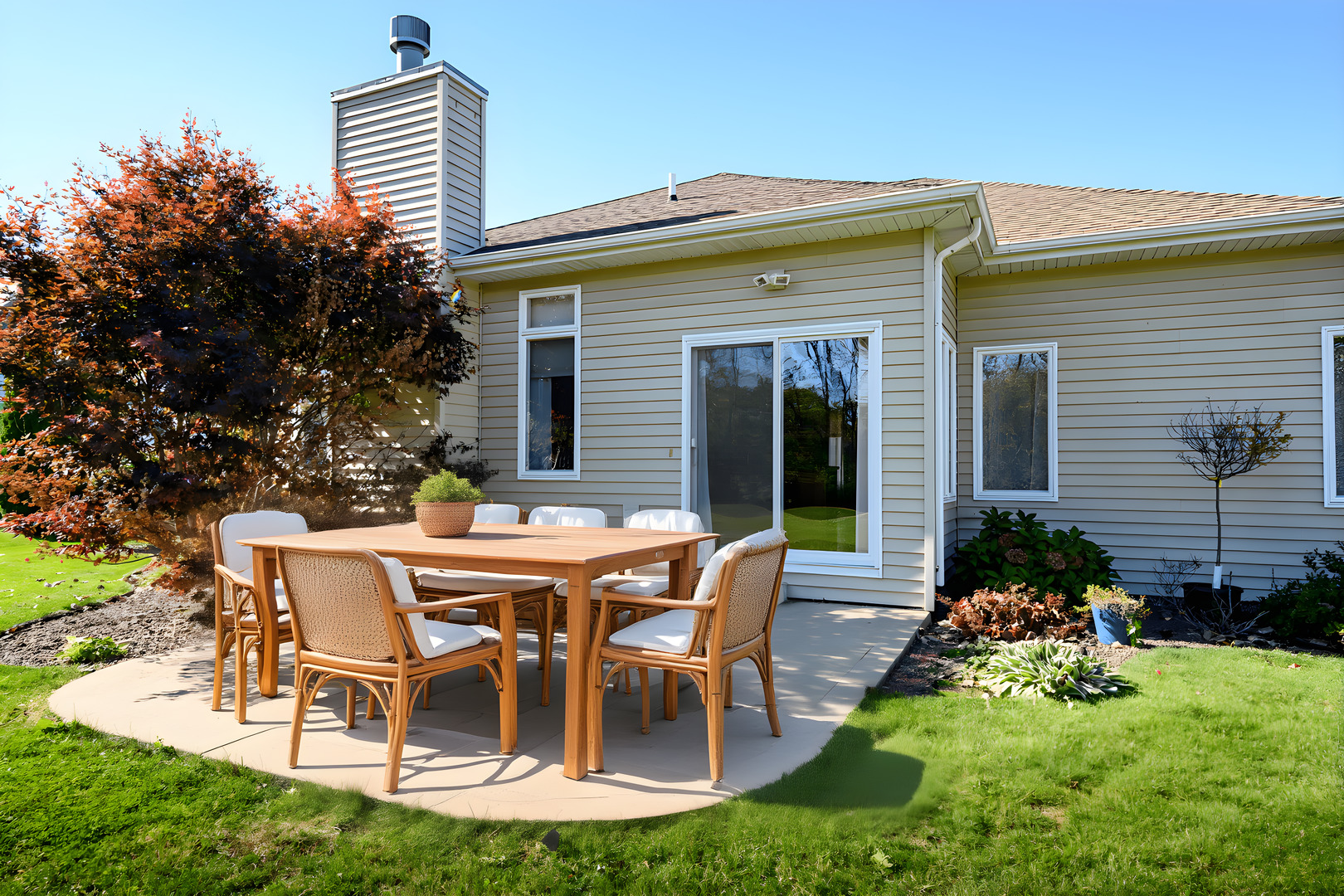 592 South Walnut Street Manteno, IL 60950 - Photo 25 of 37 a view of a dinning table and chairs in backyard