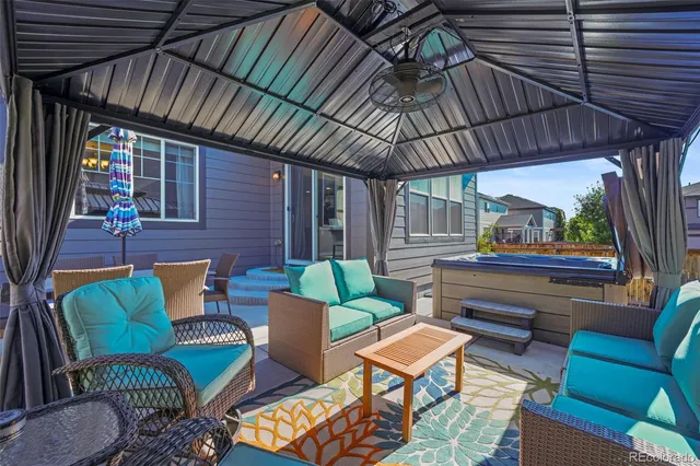 a outdoor living space with patio furniture