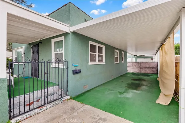 a view of a porch with a backyard