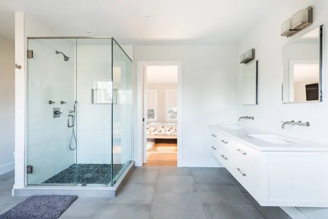 a bathroom with a bathtub and a sink