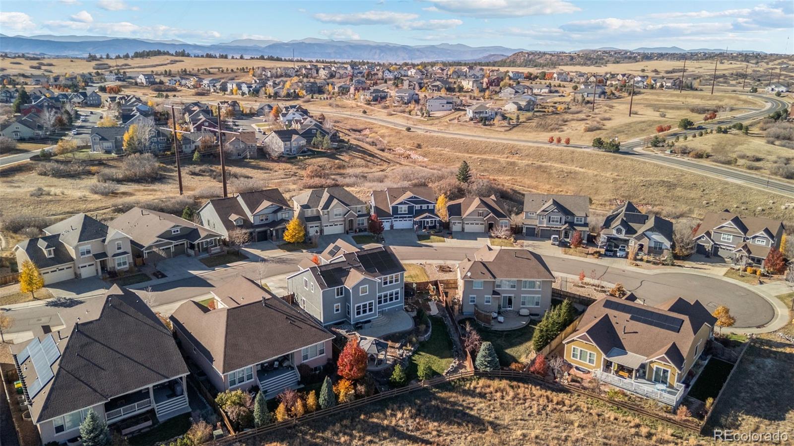 2910 El Nido Way Castle Rock, CO 80108 - Photo 46 of 50 an aerial view of a yard with table and chairs