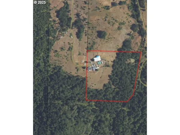 a black and white view of a house