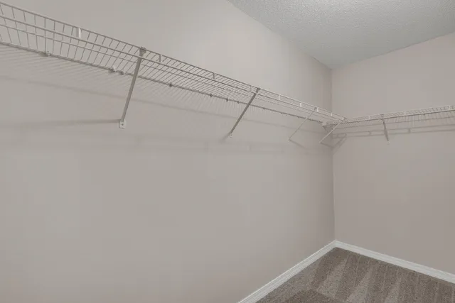 a view of a room with racks on the wall