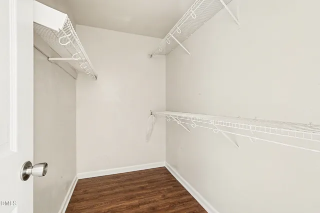 a view of a room with racks on the wall