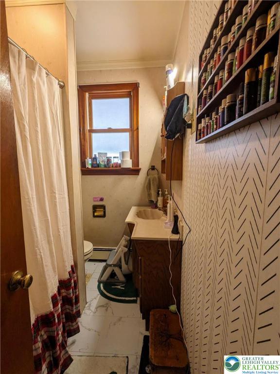 538 Belfast Road Nazareth, PA 18064 - Photo 24 of 25 a bathroom with a sink a toilet and shower curtain