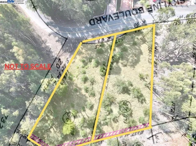 an aerial view of a house with a yard and trees