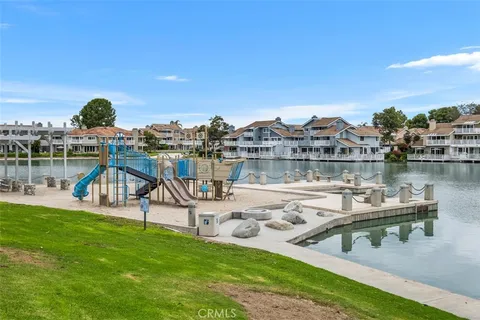 a view of a lake with houses