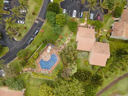 an aerial view of a house