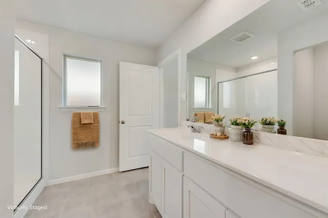 a view of a kitchen counter space and a sink