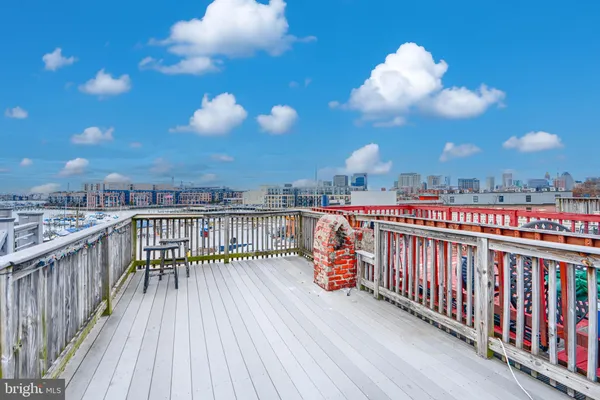 a view of a balcony with city view