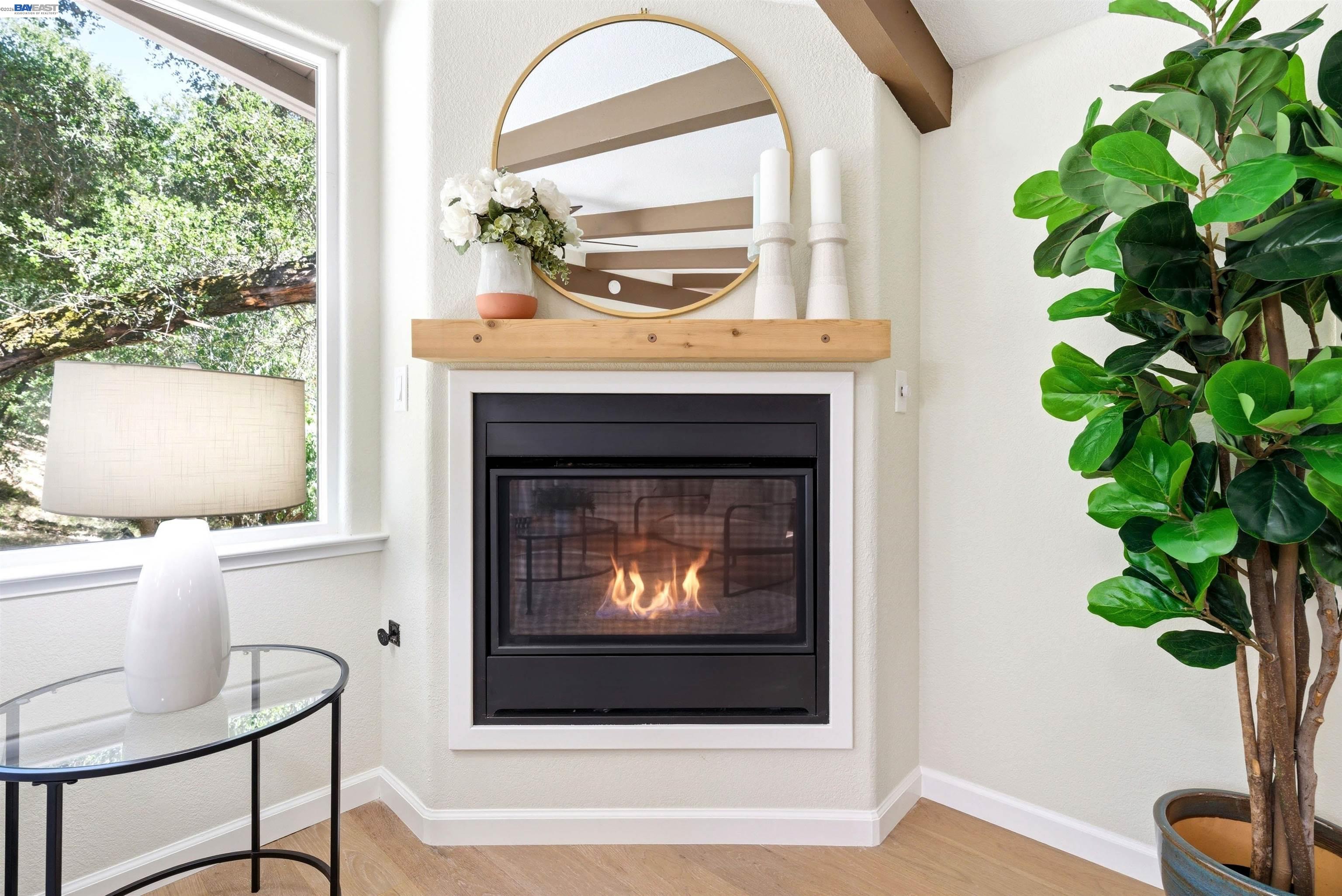 1929 Kilkare Road Sunol, CA 94586 - Photo 9 of 24 a living room with a fireplace and a potted plant