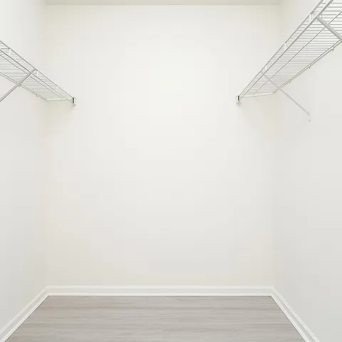 a view of small space with racks on the wall